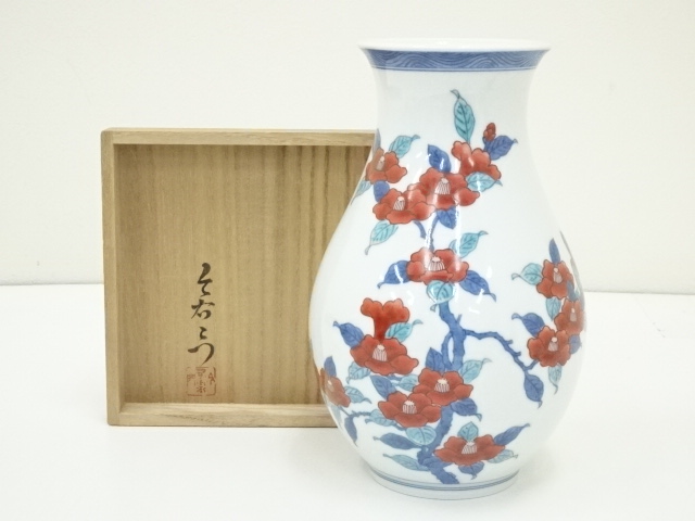 道具 ] - 道具 今泉今右衛門造 錦椿絵花瓶（共箱） | ネットショップ圭 