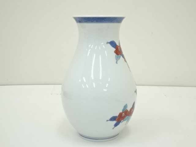 錦葵絵花瓶 共箱 高さ約21.5cm ◇ せまる 今泉今右